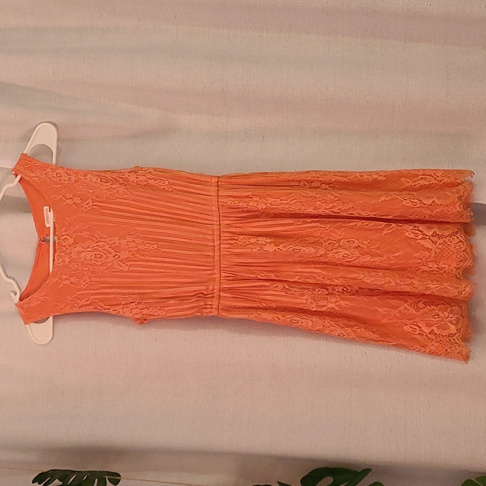 Peach coral lace A line dress